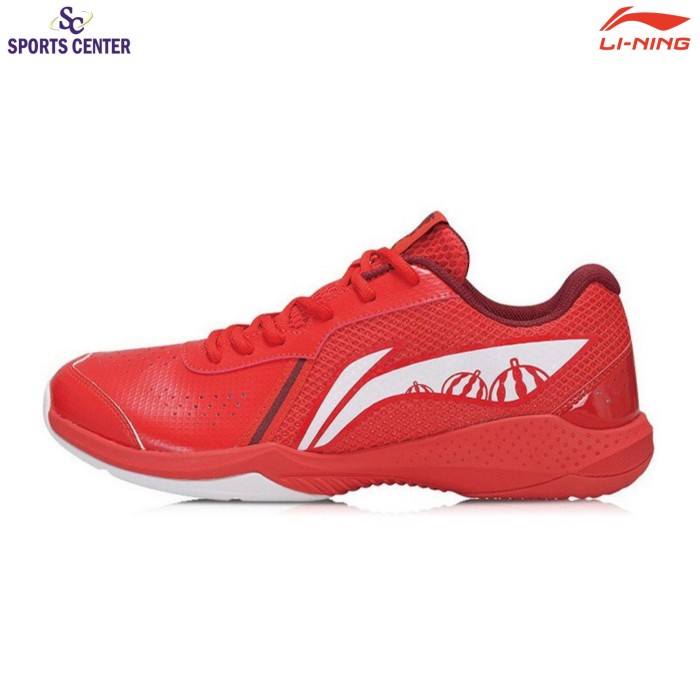 {MentariStore} New Sepatu Badminton Lining Lie Ting Lite AYTS020 Fire Red - 6.5 Diskon