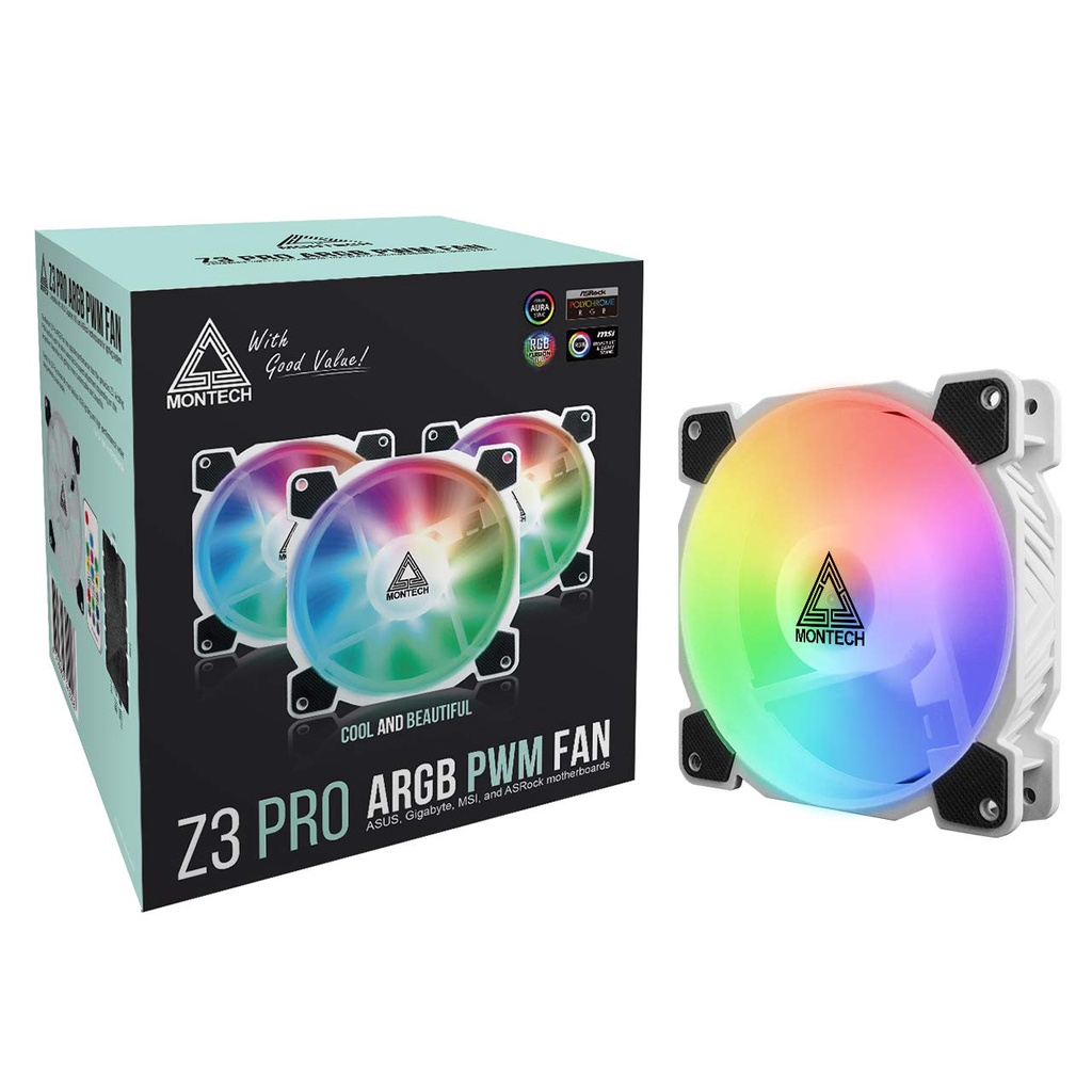 Montech Z3 Pro 3 in 1 ARGB PWM Fan 120mm | Addressable RGB 120 mm 12cm