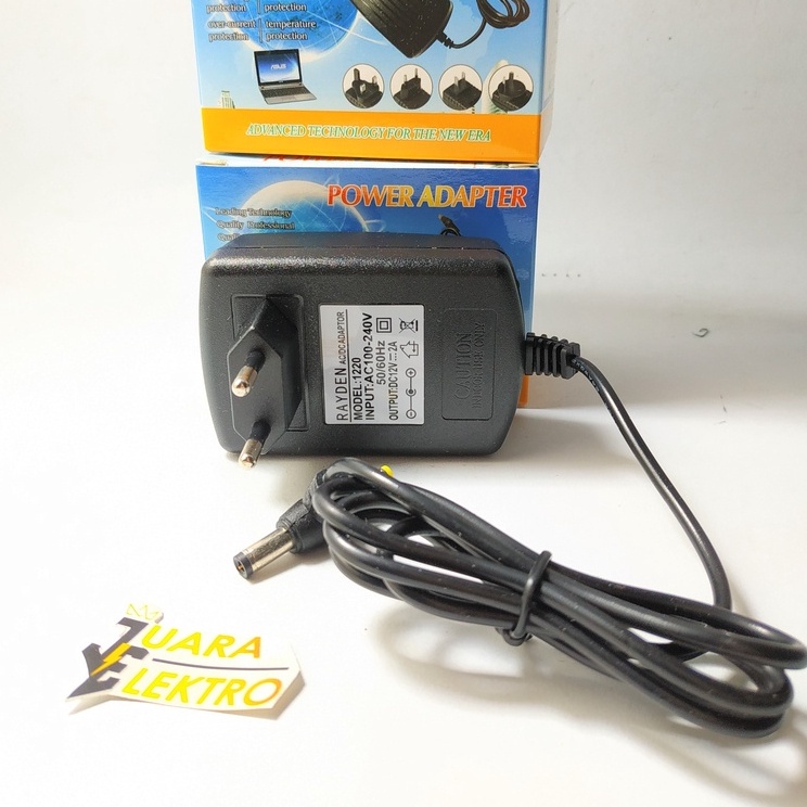 Adaptor 12V 2A Dengan 2 JACK | AC/DC Adaptor Model 0520 Pengubah Arus AC/DC 12V/2A