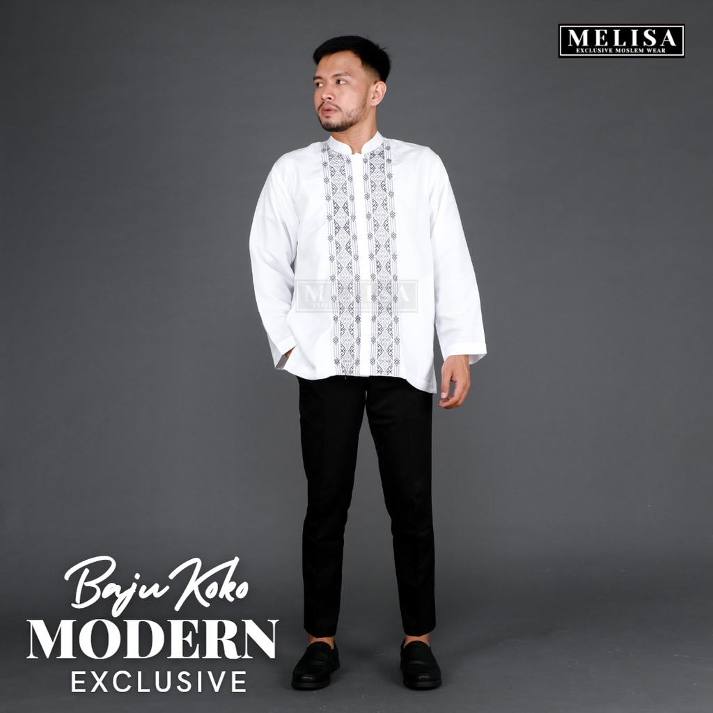 Baju Koko Pria Lengan Panjang Bahan Poli Katun Warna Putih Tulang Size M L XL XXL XXXL XXXXL Fashion Muslim Pria Terbaru