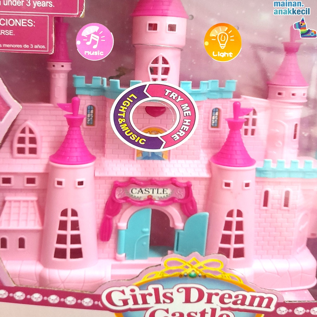 Mainan Anak Istana Girls Dream Castle Aksesoris Boneka Princess light and music