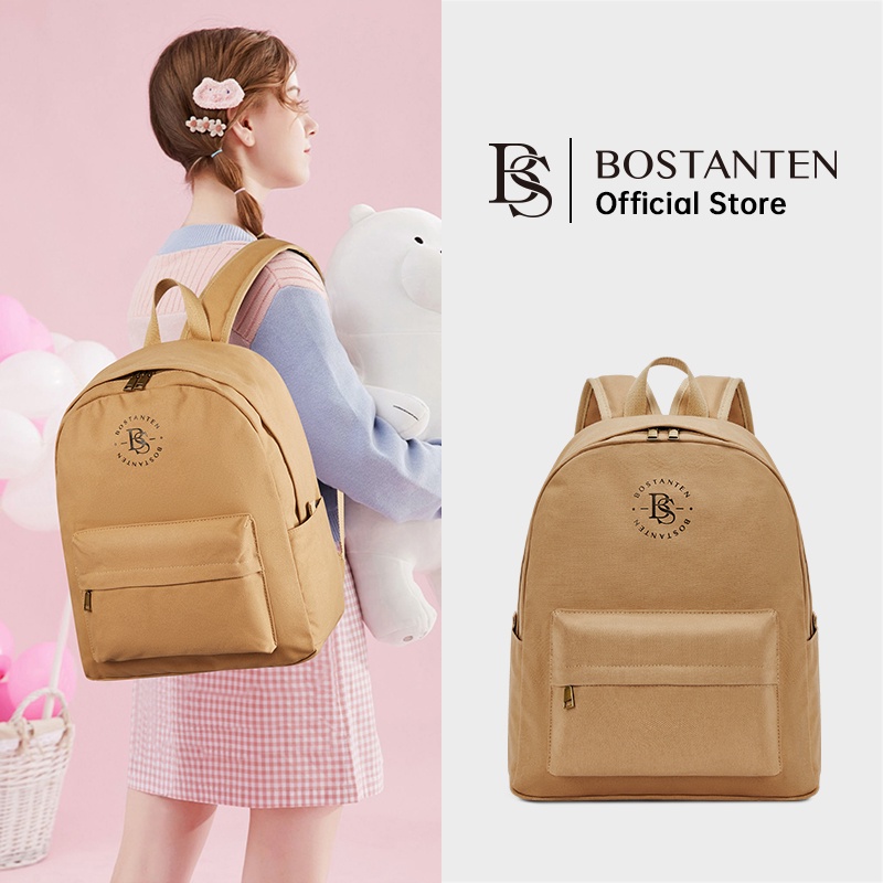 [New Arrival]Bostanten Ransel Pria Ransel Wanita Tas Couple Tas Kanvas Unisex Tas Pelajar Berbagai Warna