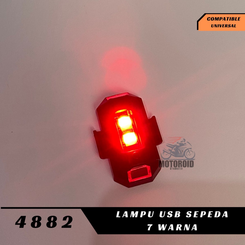 Lampu USB sepeda 7 warna kedip super terang charge drag depan belakang