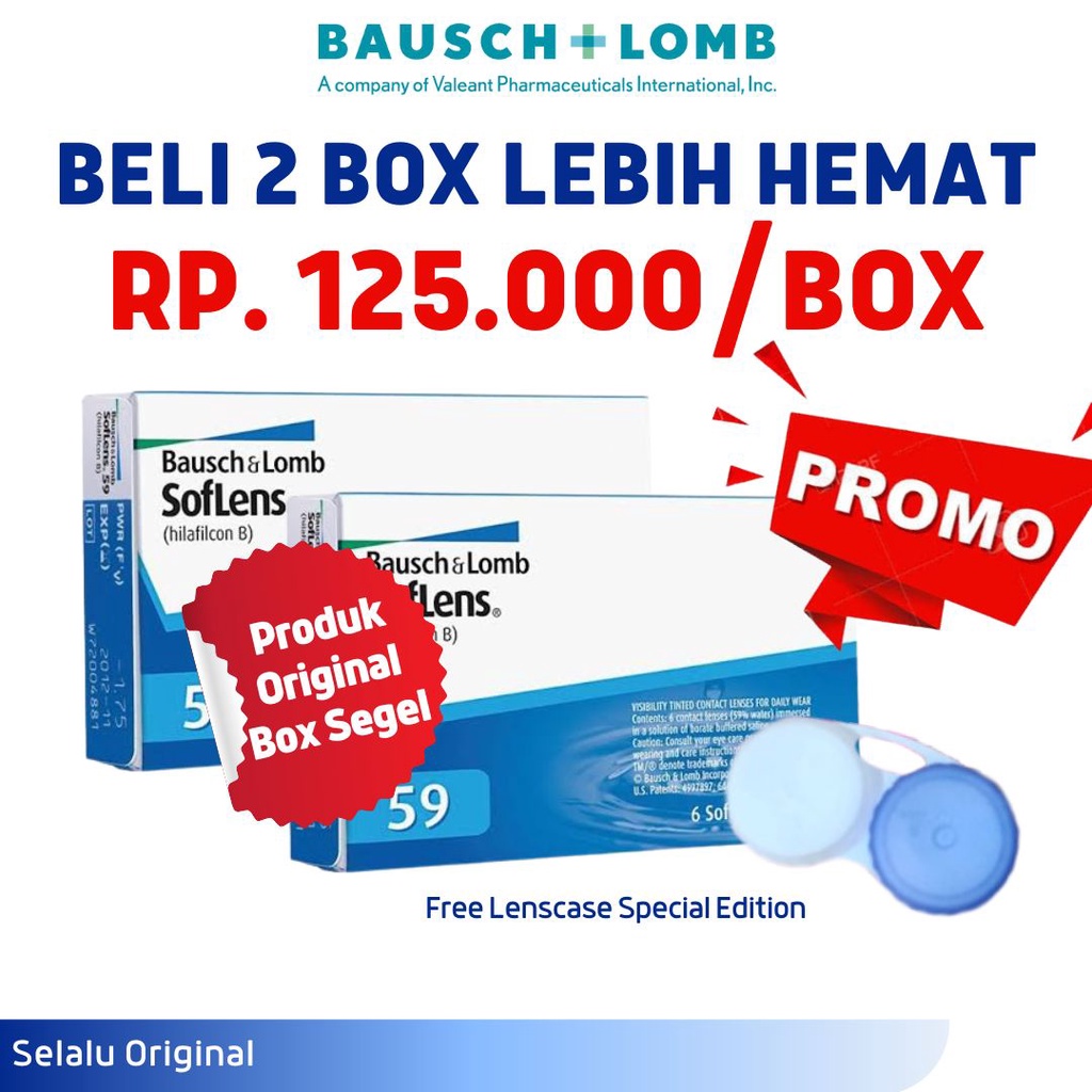 BAUSCH AND LOMB 59 SOFTLENS BENING BULANAN TRANSPARAN READY MINUS MATA SENSITIF