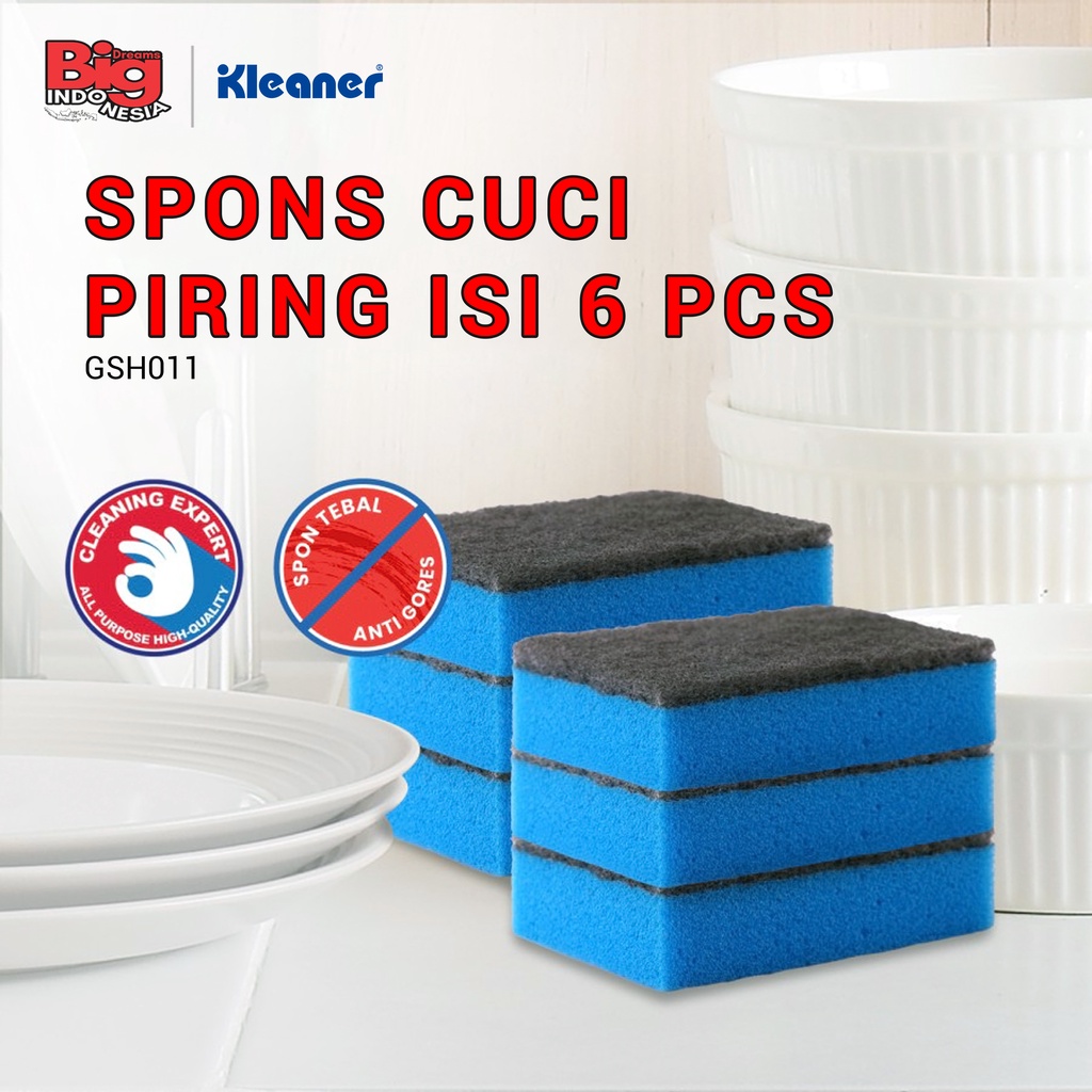 Spons Sabut Cuci Piring 6 Pcs Anti Gores Sponge Serbaguna Kleaner GSH011