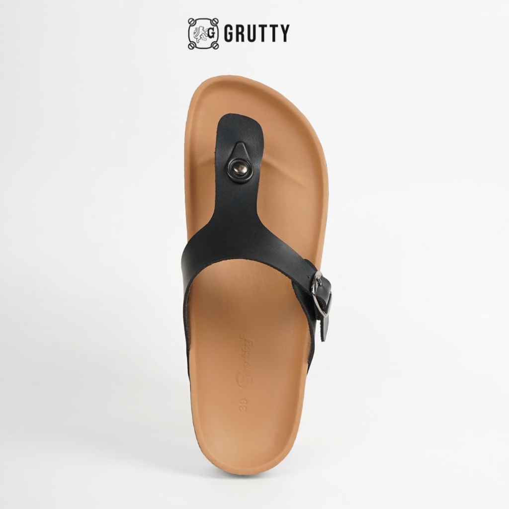 Grutty Sandal Wanita Flat Jepit Hitam MS01