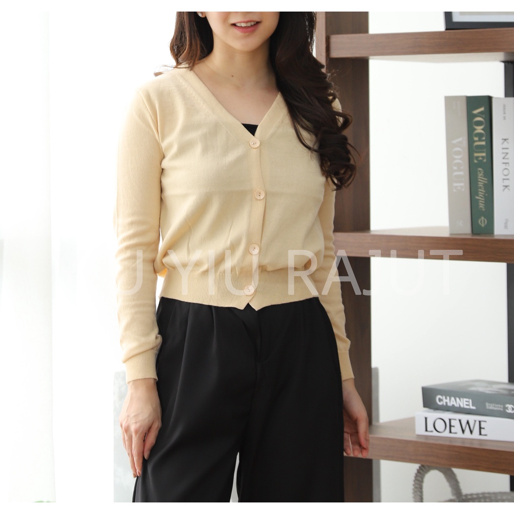 YIU YIU Rajut - Knitwear Cardigan Polos Wanita Lengan Panjang Korean Style