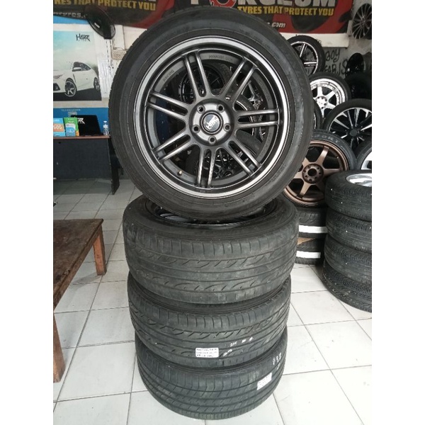 velg bekas HSR BOON R18+Ban dunlop 235 50 18 lebar 9,5 et 25 pcd 5x114