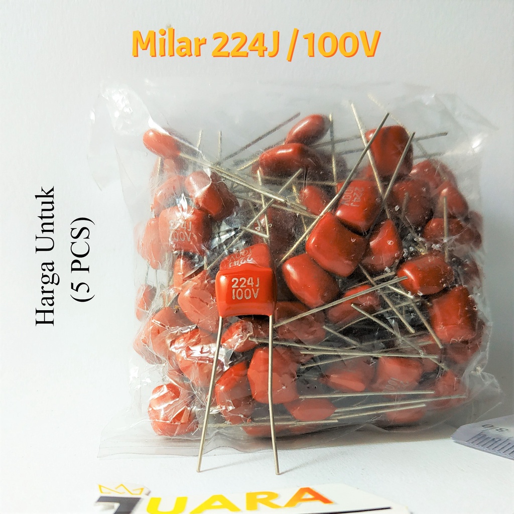 (5 PCS) Capasitor Milar 224J / 100V | Kapasitor Milar 224 J / 100 Volt