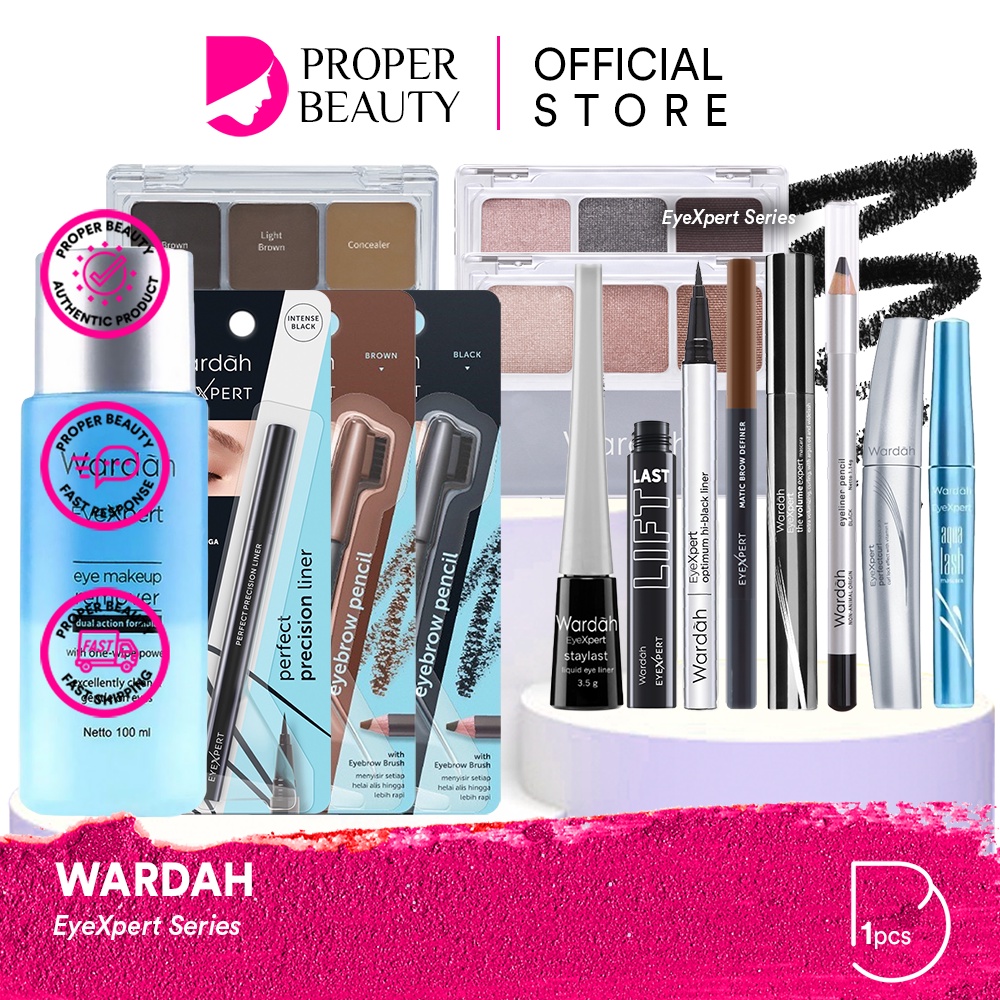 WARDAH EyeXpert Series Indonesia / Eye Makeup Remover Eyeliner Eyebrow Pencil Matic Brow Definer Optimum Hi-Black Liner Perfect Precision Liner Liftlast Waterproof The Volume Expert Mascara / Pen Pensil Alis Mata Maskara / Cosmetic Make Up / Xpert Expert