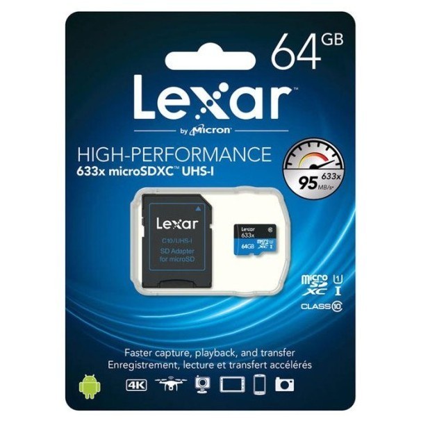 Lexar Microsd 64GB High Performance 633x Up to 100Mbps