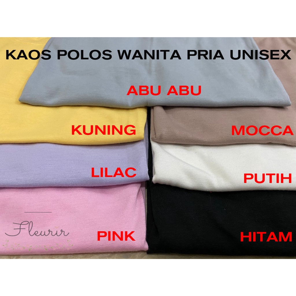 FLEURIR - KAOS POLOS WANITA PRIA REMAJA DEWASA UNISEX TSHIRT JUMBO