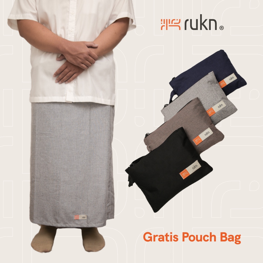 RUKN BASIC LIGHT GREY (BONUS POUCH BAG & MASKER) - Sarung Sholat Premium Ekslusif Pria Dewasa / Laki