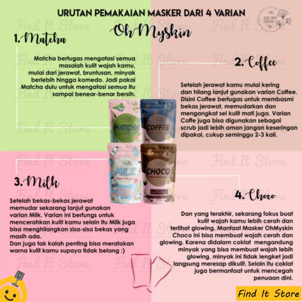 Oh My Skin! Masker Organik 65gr &amp; 25gr | Organic Face Mask | Masker Bubuk Original 100% BPOM