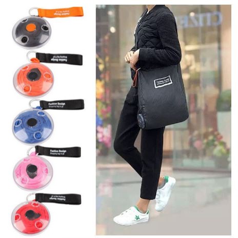 [GROSIR] TAS BELANJA SHOPPING TOTE BAG SELEMPANG REUSABLE LIPAT GULUNG ROLL UP MULTIFUNGSI