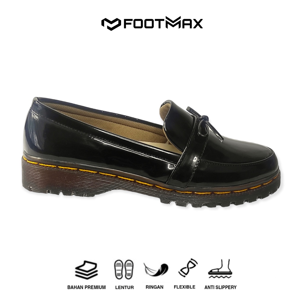 Sepatu Docmart Wanita Hitam Kilap Sepatu Wanita Loafer Slip On Sepatu Kerja Wanita Casual Formal Termurah