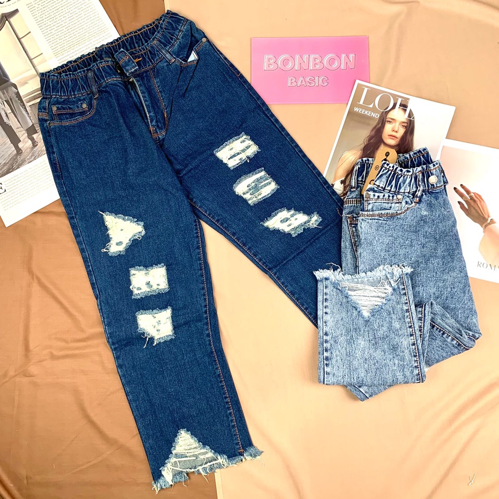 Jeans Robek Wanita I Celana Panjang Sobek Wanita I Celana Jeans Wanita Kekinian Sobek