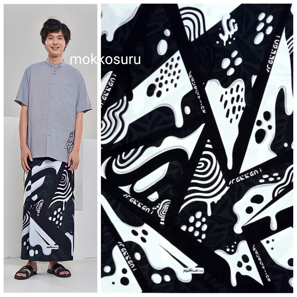 rabbani sarung raga 2 hitam putih - sarung palestine styles - sarung rabbani palestina - sarung bigp