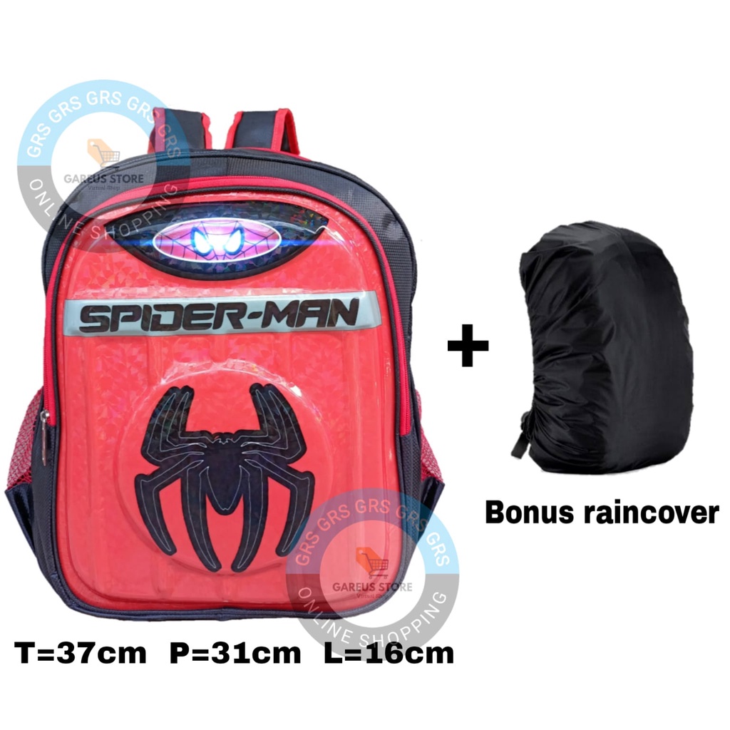 tas ransel sekolah anak spiderman nyala 3D+LED / tas anak laki laki / tas anak spiderman nyala tksd