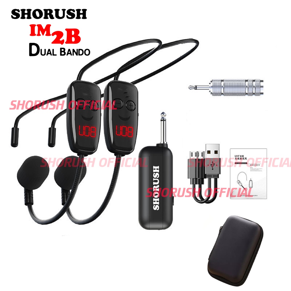 Shorush IM 2 B Mikrofon Mic Clip On Wireless Imam Masjid Microphone Dual Bando Headset Meeting Pidato Penceramah