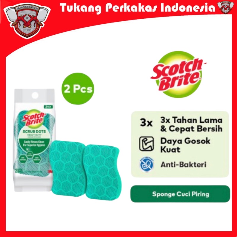 Scotch Brite 3M Sabut spons Scrub dots Daya gosok kuat HD SDHDPK2