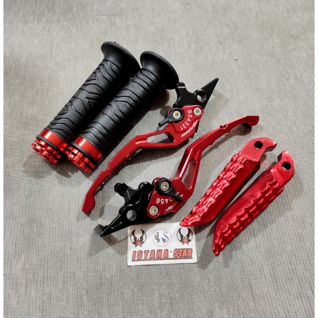 NMAX old/new [3in1] Handle Variasi Stelan full cnc +step belakang+grip ring