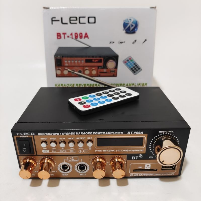 POWER AMPLIFIER WIRELESS KARAOKE FLECO BT-199A Amplifier Audio Stereo 2 Channel Bluetooth AMP FM USB SD / AMPLIFIER BLUETOOTH / AMPLIFIER KARAOKE WIRELESS / AMPLIFIER FLECO SUPER BASS / AMPLIFIER MOBIL | FMS