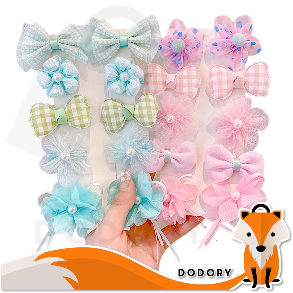 DODORY ACC174 Jepit Rambut Anak Perempuan Motif Bunga Pita 10PCS Gaya