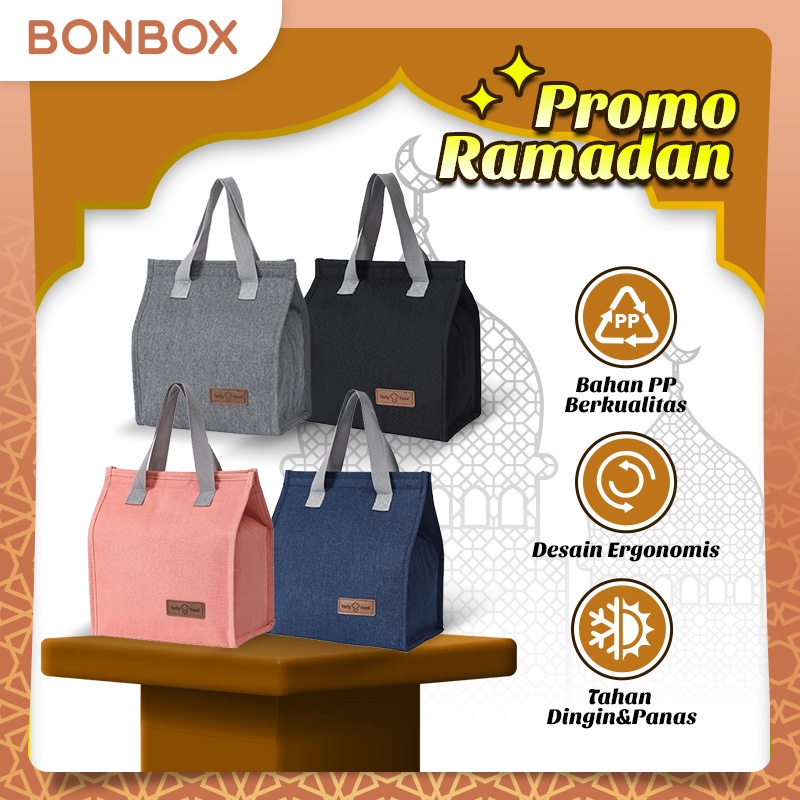 New Samono Tas Bekal Makan Portable Tas Lunch Box Tahan Panas ada Aluminium Anti Tumpah Dilengkapi