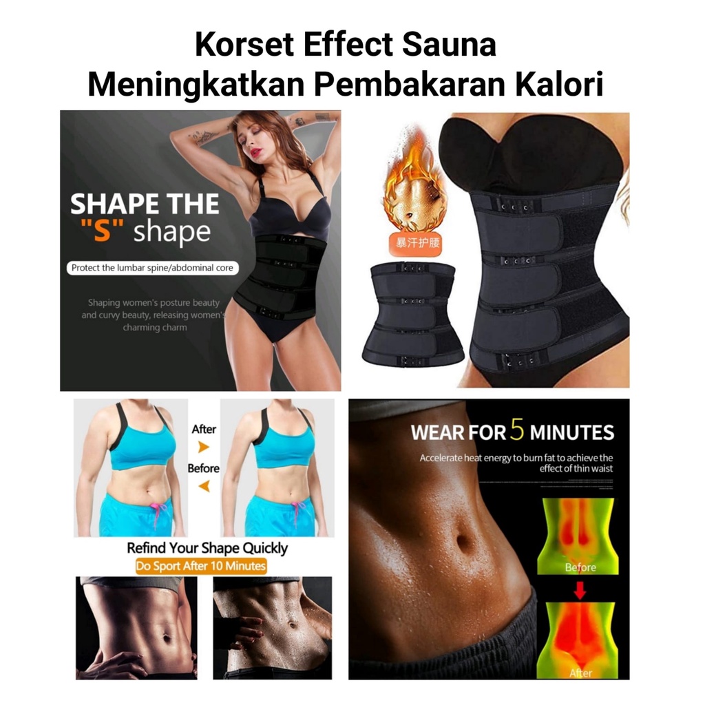 Korset Gurita Pelangsing Triple Strap Three 3 Belt Hook Corset Waist Shaper