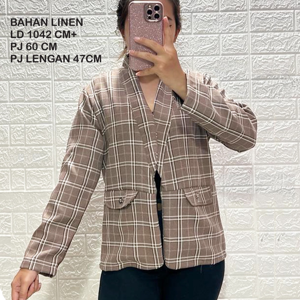BLAZER WANITA GIZEL  BAHAN LINEN BERKUALITAS 01