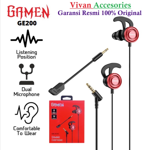 GAMEN GE200 Dual Microphone Virtual Stereo Surround Sound In-ear Game