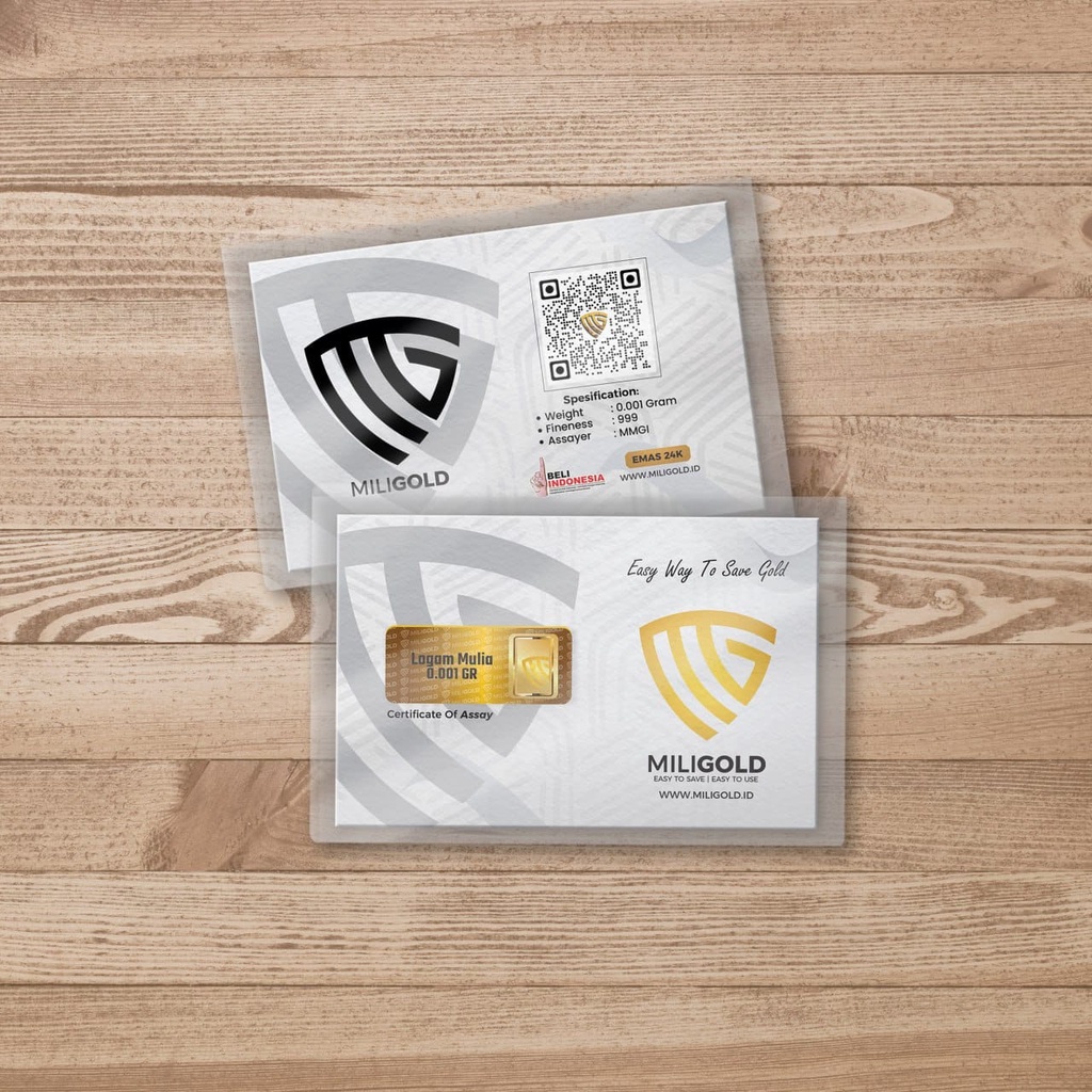 Miligold 0,001 Gram Emas Batangan Bersertifikat Murni 24 Karat Logam Mulia