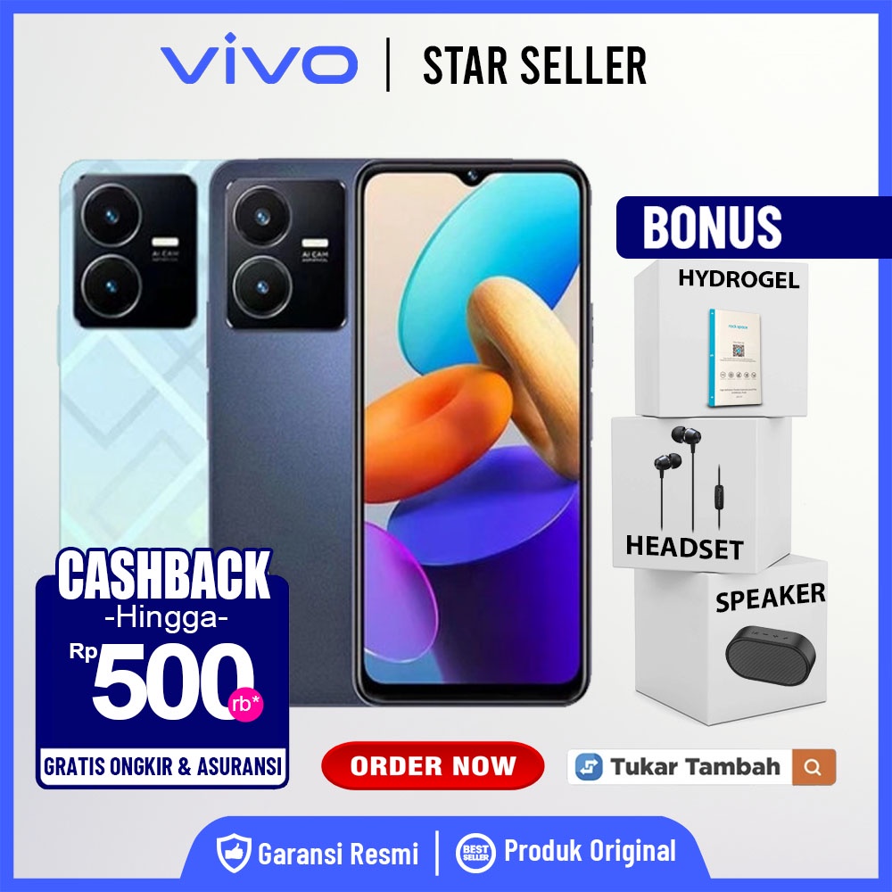 Vivo Y22 4/64GB 6/128GB Garansi Resmi Vivo 1 Tahun Not Vivo Y21A