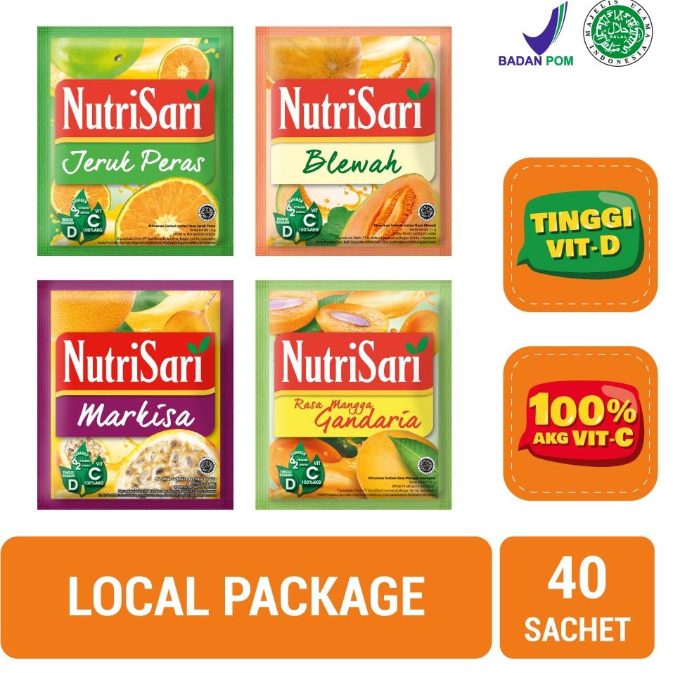 

Dijamin Ori>/ NutriSari 4 Rasa Local Package 40 sachet - Minuman Buah Vitamin C dan Vitamin D