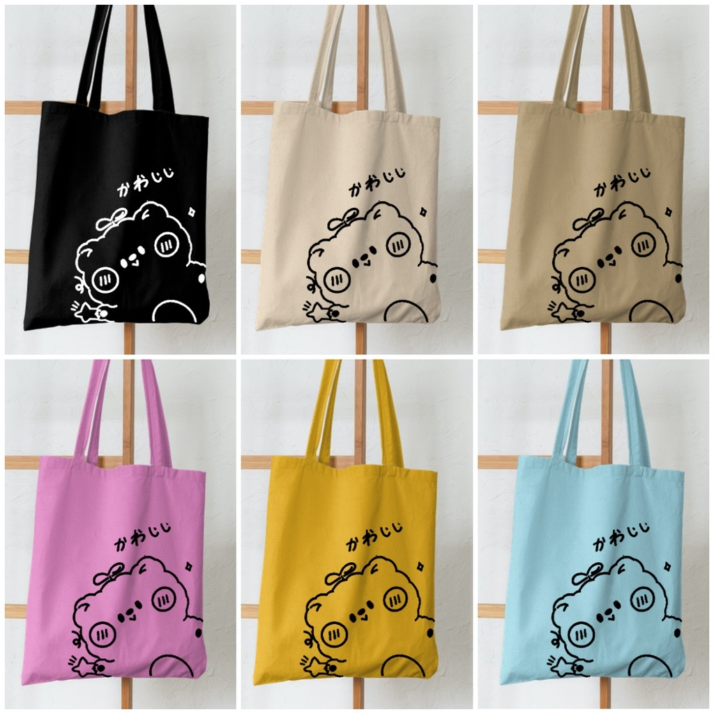 Totebag Wanita Kanvas Resleting Tas Tote Bag Kucing Sr314