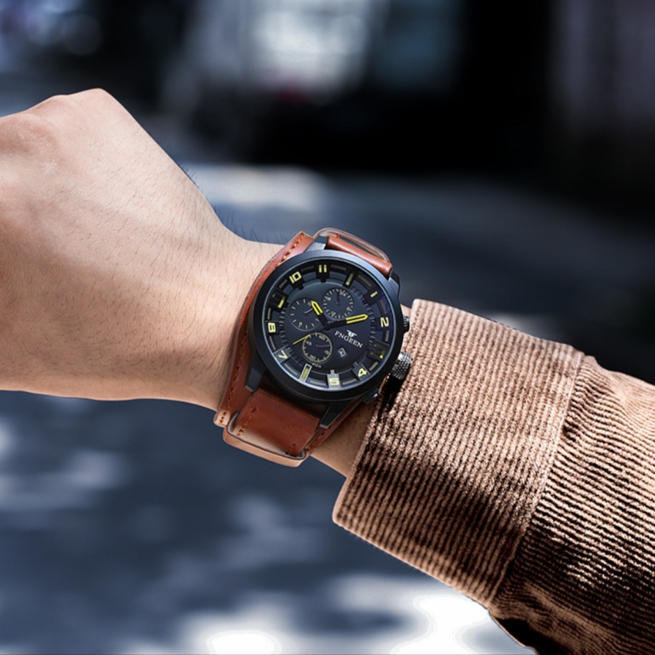 JAM TANGAN PRIA JAM007B7 ORIGINAL MURAH IMPORT MOINES KULIT COWOK BRANDED COKLAT KOREA PARIS