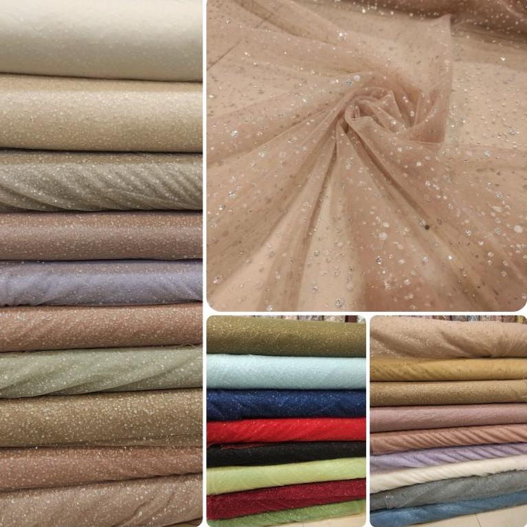 HARGA BERSAHABAT Kain Tile Tulle Crush Snow Glitter Zuhair Sparkle Sugar Candy