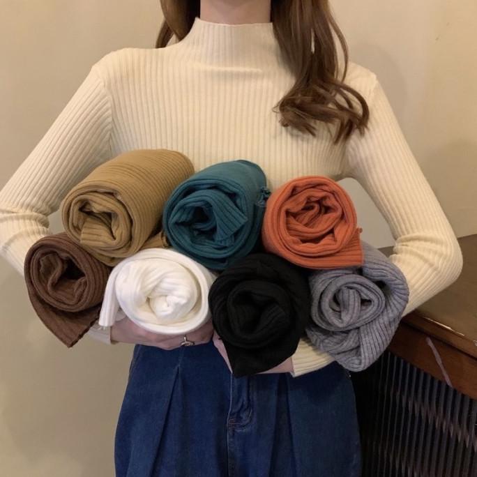 Inner rajut hijab baju dalaman turtleneck knit manset wanita import