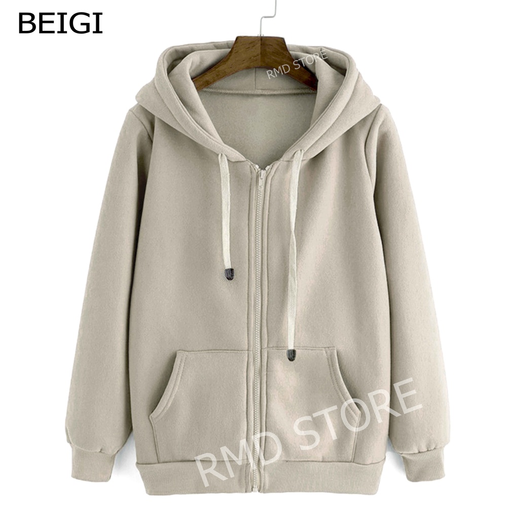 JAKET HOODIE POLOS ZIPPER SWEATER POLOS JACKET POLOS JAKET POLOS M L XL XXL PRIA WANITA JHONS12-BEIGI ZIPPER