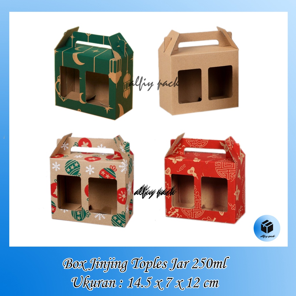 

1pack isi 10pcs KARDUS JINJING TOPLES JAR ISI 2 x 250ml 250 ml KEMASAN PARCEL SNACK BOX COOKIES CHOCO DUS PACKAGING HAMPERS LEBARAN / IDUL FITRI / NATAL / IMLEK