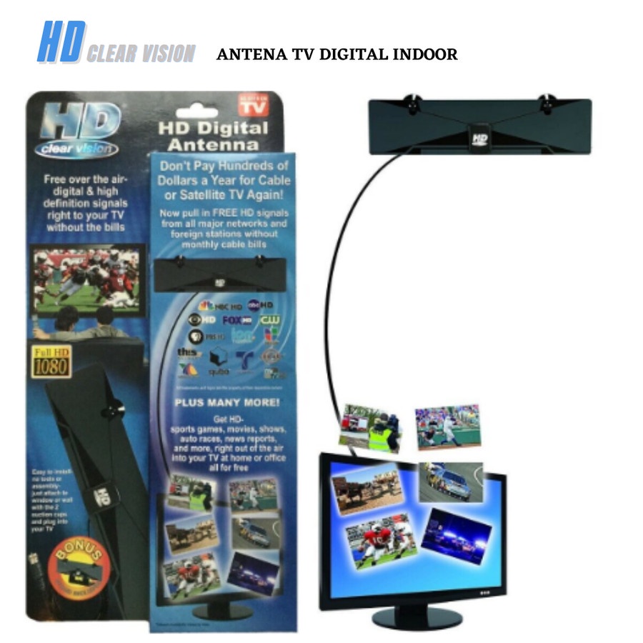 HD Clear Vision - Antena TV Digital Dinding Super Tipis