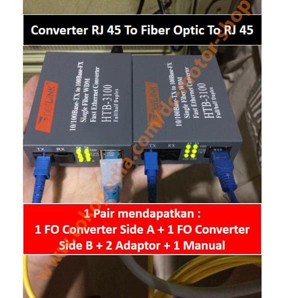 ➸ 1 Pair 100 Mbps Fiber Optik  Media Converter Optic / FO Converter RJ45 HTB3100 HTB-3100 ✫
