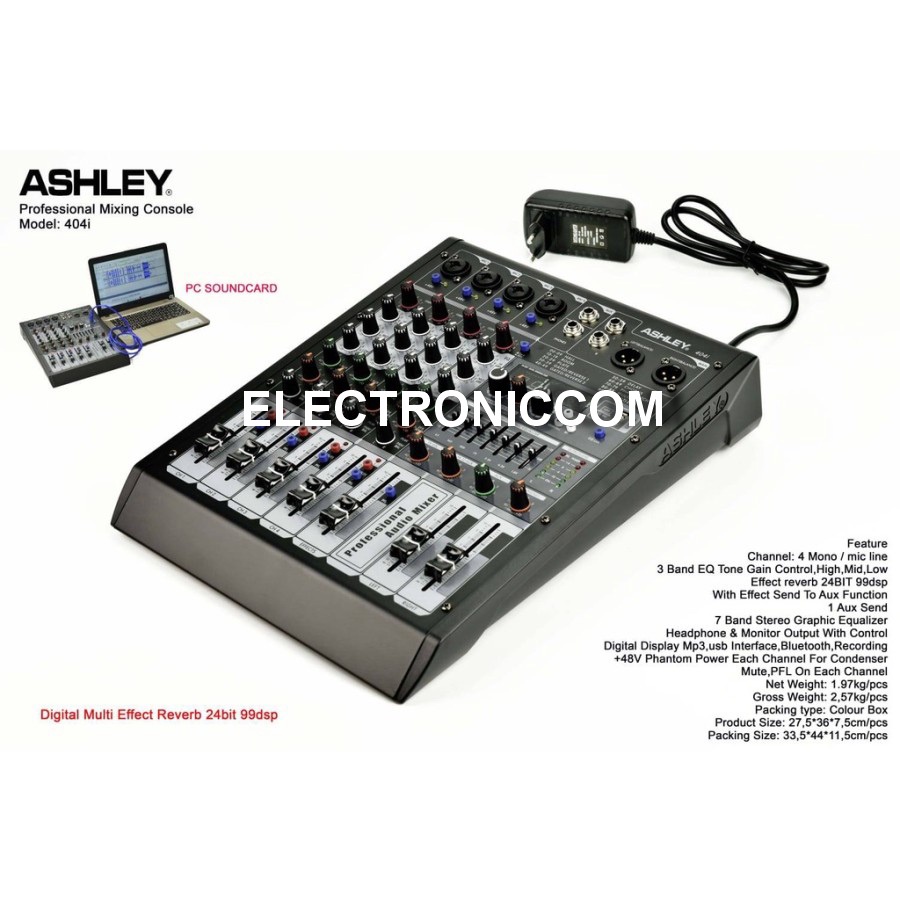 Ashley Mixer 404i Original - 4 Channel Ashley 404 i Bluetooth USB