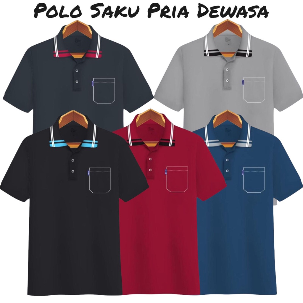 Kaospolos - Kaos pria saku dewasa kerah sport | kaos kerah pria polos saku lengan pendek 03