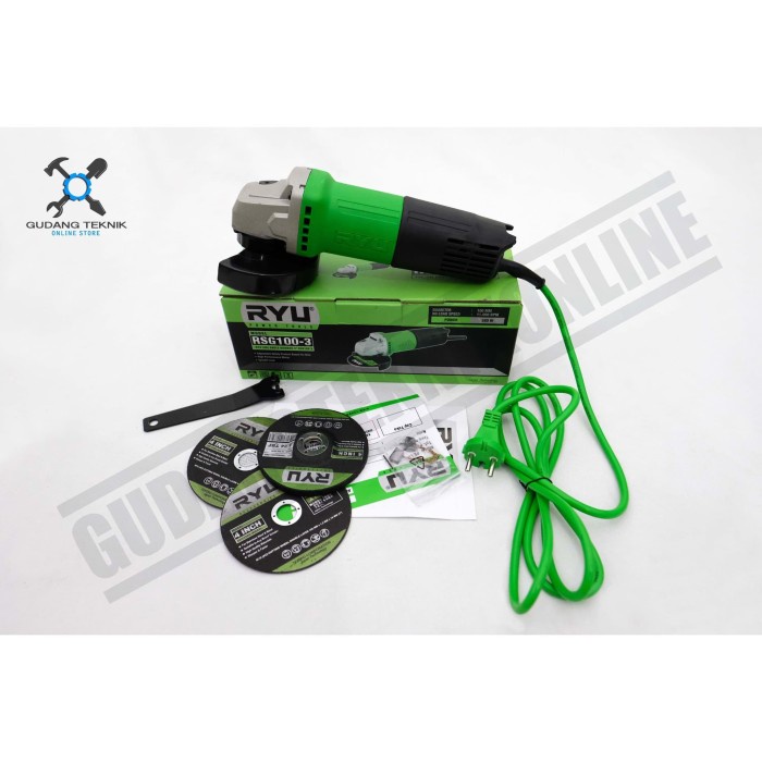 Mesin Gerinda Tangan 4&quot; Listrik 580 Watt RSG100-3 RYU / Electric Angle Grinder Disc 4 Inch Grenda Listrik 580W RSG 100-3 RYU