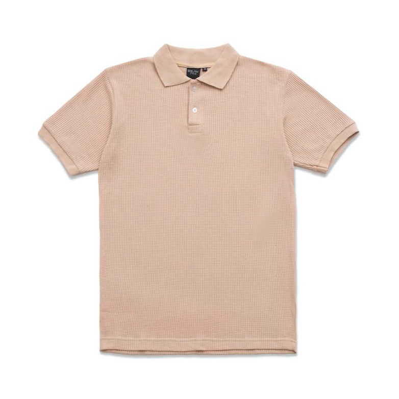 SHIBUYA POLO WAFFLE - Kaos Polo Waffle in Beige