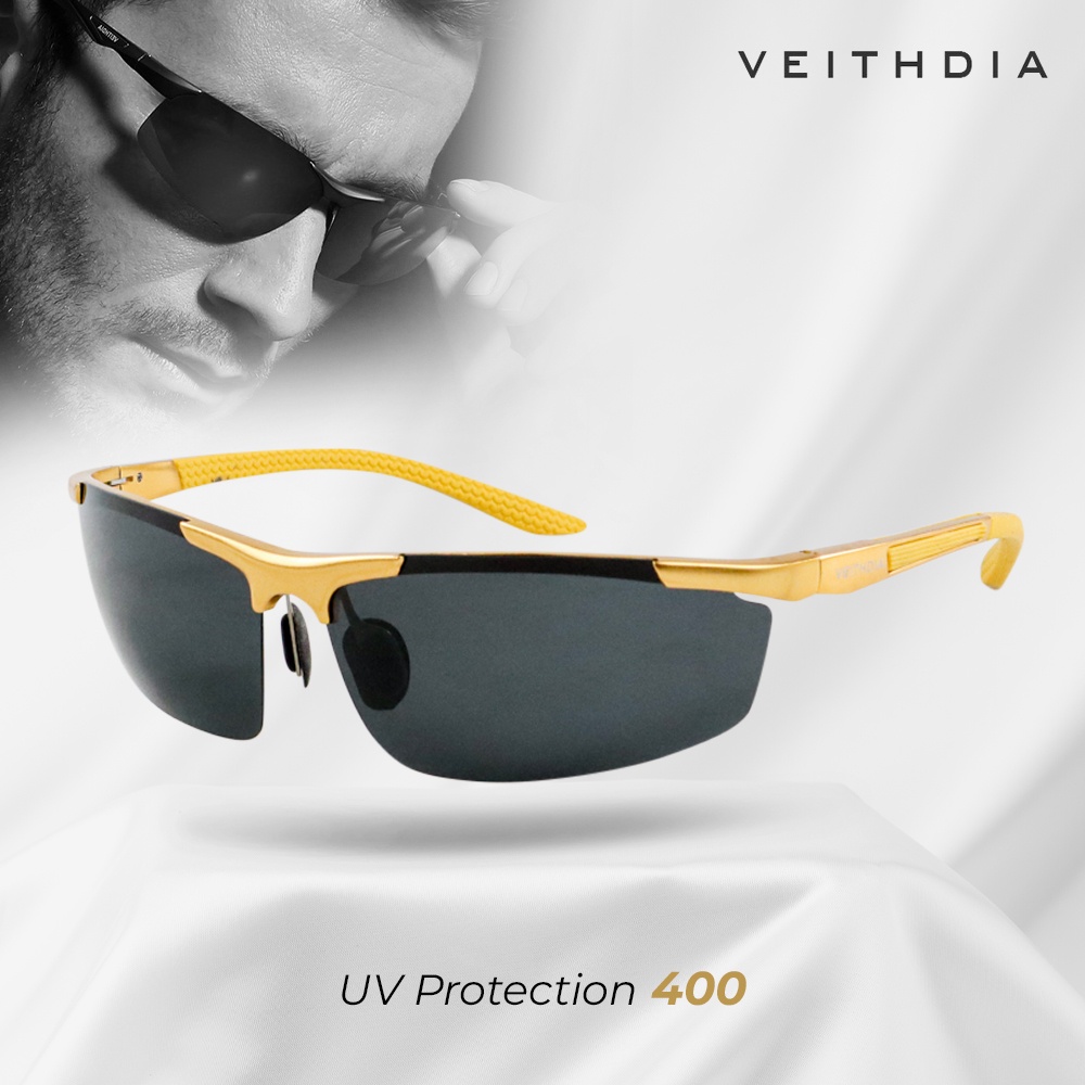 VEITHDIA Kacamata Pria Sunglasses Anti-Reflective Polarized UV400 - 6588 - Golden