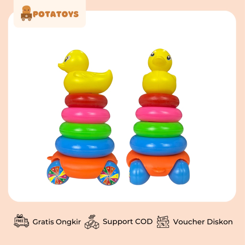 [ Potatoys ] Ring On The Wheels / Ring Donat Roda Susun Plus Bebek / Ring Donat Roda / Ring Bebek Roda