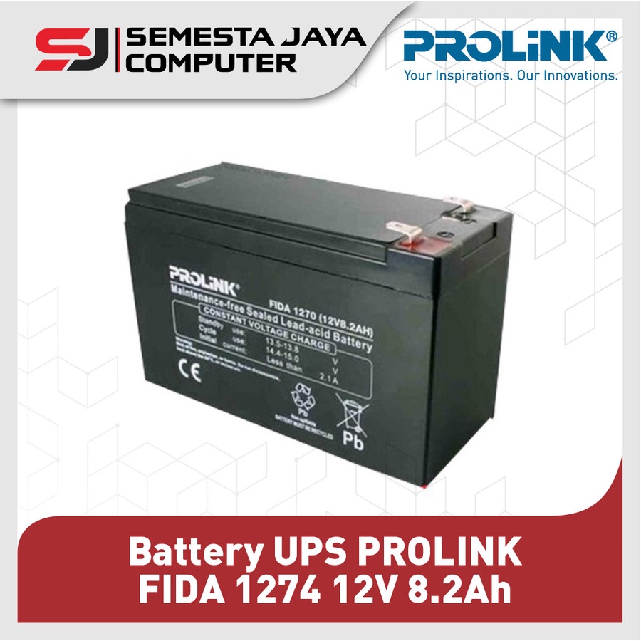 Aki Baterai Battery UPS PROLINK FIDA 1270 1274 12V 8Ah 8.2Ah 8 2Ah